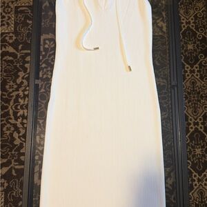 Michael Kors Cream Knit Top with Lace-Up Detail